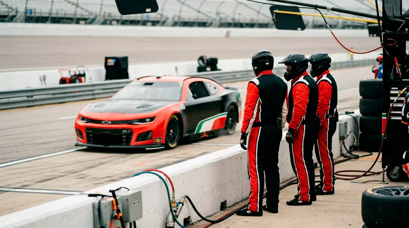 Pilotos hispanos en NASCAR durante una carrera Cup Series, con Daniel Suárez en primer plano
